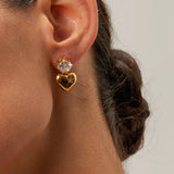 CZ Zircon Heart Pendant Earrings