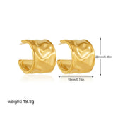 Wide C-Shape PVD Gold Stud Earrings
