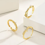 Gold Zircon & Pearl Ring Set (3-Piece)