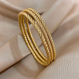 18K Gold-Plated Twisted Bangle Set (3-Piece)
