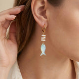 Ocean Fish & Shell Drop Earrings