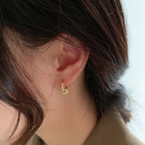 Gold Geometric Hoop Earrings with Zircon