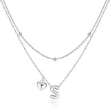 Heart Initial Layered Necklace