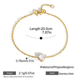Heart & Round Zircon Charm Chain Bracelet