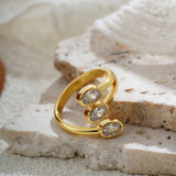 Oval & Square Zircon Open Ring