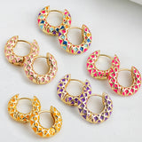 Enamel Circle Huggie Earrings