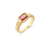 Birthstone Signet Band Ring