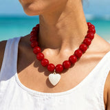 Acrylic Beaded Heart Pendant Necklace