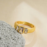 Square Cubic Zirconia Rhinestone Ring