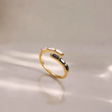 Black & White Rhinestone Open Ring