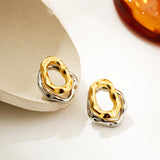 Two-Tone Bilayer Geometric Stud Earrings