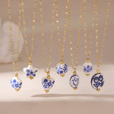 Blue Ceramic Heart Pendant Necklace