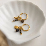 Tiger Eye Sun & Moon Hoop Earrings