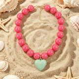 Acrylic Beaded Heart Pendant Necklace