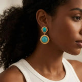 Vintage Turquoise Round Drop Earrings