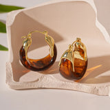 Vintage Resin U-Shape Hoop Earrings