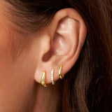 3-Pair CZ Hoop Earring Set