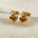 CZ Zircon Heart Pendant Earrings