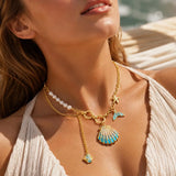Gold Mermaid Shell Pendant Necklace