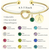 Birthstone Initial Bangle Bracelet