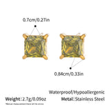 Multicolor Square Zircon Stud Earrings