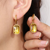 Square Crystal Zirconia Hoop Earrings