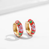 Green Beaded Circle Hoop Earrings