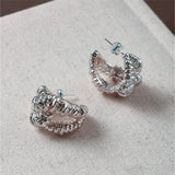 Lava Texture C-Shape Gold Hoops