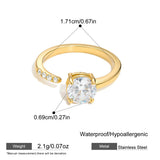 Geometric Zircon Rhinestone Open Ring