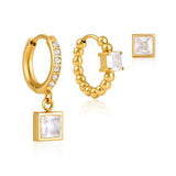 Cubic Zirconia Piercing Earring Set (3 Pcs)