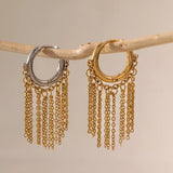 Minimalist Tassel Chain Hoop Earrings