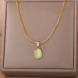 Opal Oval Pendant Necklace