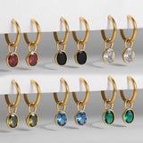 Multicolour Oval CZ Zircon Drop Earrings
