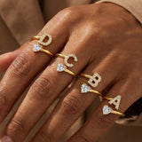 Gold Initial Letter Adjustable Ring