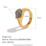 Oval Natural Stone PVD Gold Ring