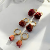 Immortal Rose Resin Flower Earrings