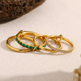 Green Cubic Zirconia Multi-Layer Ring