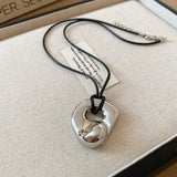 Horseshoe Pendant Leather Necklace
