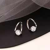 Gold Geometric Hoop Earrings with Zircon