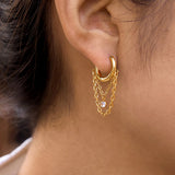Zircon Chain Tassel Hoop Earrings