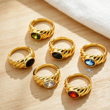 Oval Natural Stone Waterproof Ring