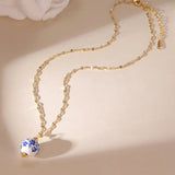 Blue Ceramic Heart Pendant Necklace