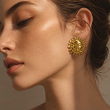 Vintage Sun Face Stud Earrings