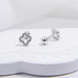 Sterling Silver Clover Stud Earrings