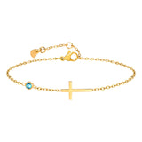 Birthstone CZ Cross Chain Bracelet