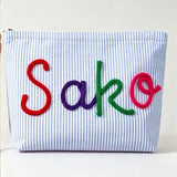 Personalized Seersucker Makeup & Travel Pouch