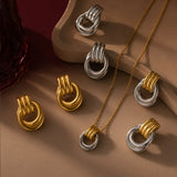 Two-Tone Knot Twist Stud Earrings