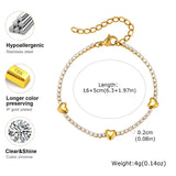 Gold Heart Tennis Bracelet