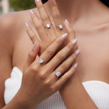 Sparkling CZ Heart Adjustable Chain Ring