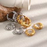 Hammered Texture Gold Hoop Earrings